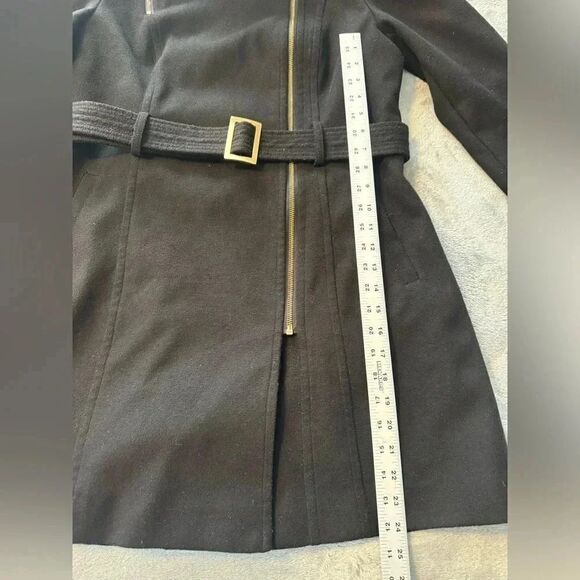 Black Rivet Pea Coat with belt | Size Medium | Black - Picture 4 of 14